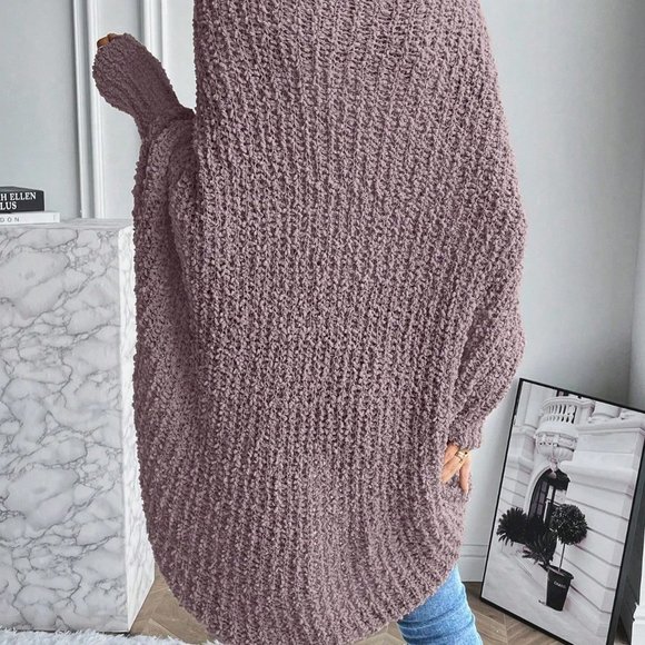 Purple Casual Womens Batwing Sleeve Open Front Cardigan - Picture 2 of 5